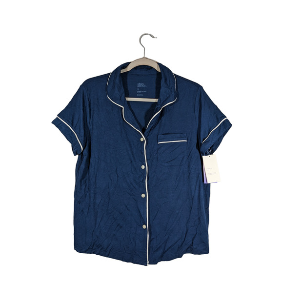 Pajama Top Notch Collar Button Front Coat Stars Above Blue M PJ - New with tags - Picture 1 of 12